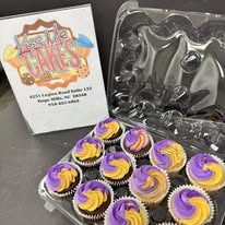 Purple and gold cupcakes from Kiss Me Cakes
